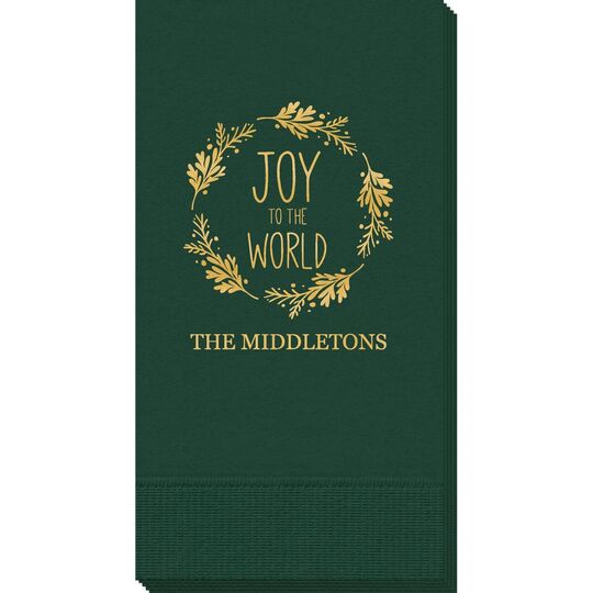 Joy to the World Wreath Guest Towels